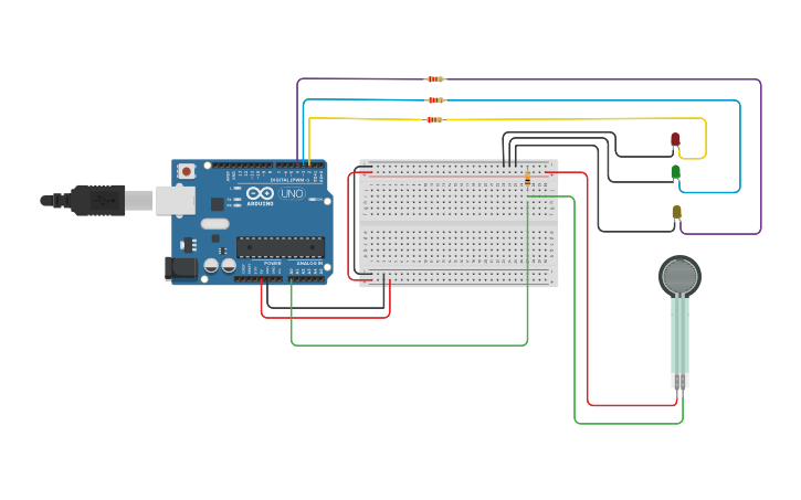 Circuit design Arduino Force Sensor - Tinkercad