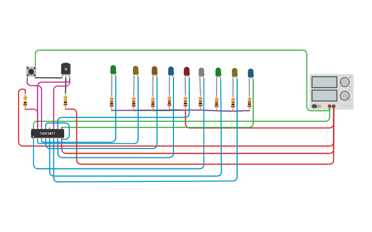 Circuit design Led Chaser - Tinkercad