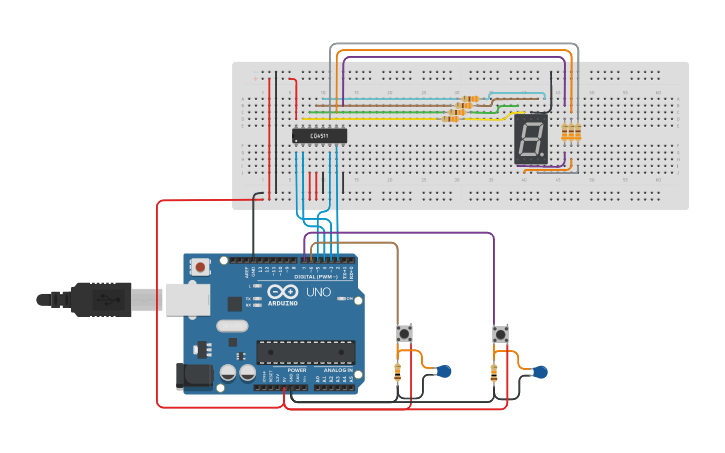 Circuit Design Goto Arduino Com Display De 7 Segmentos Cd4511 Tinkercad