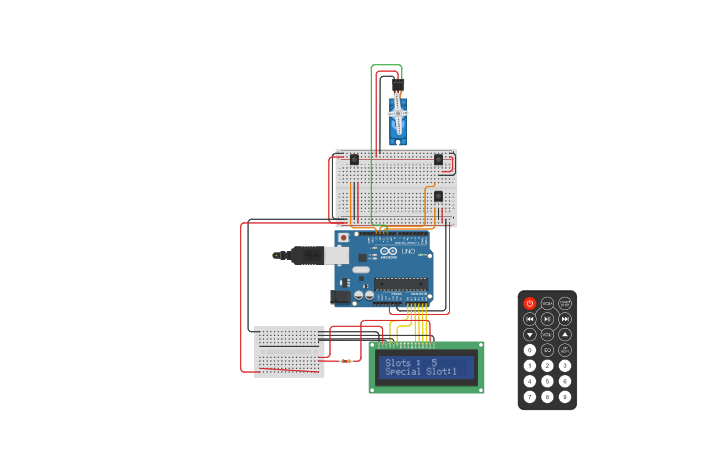 Circuit design a smart parking system - Tinkercad