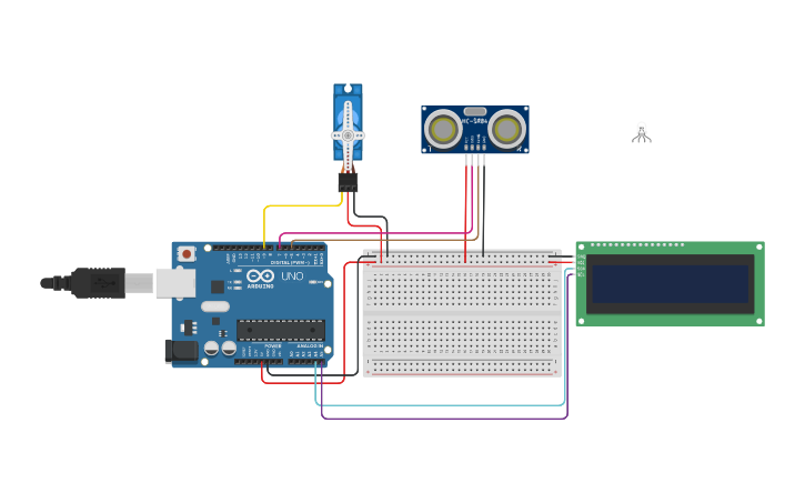 Circuit design Obstacle Detection using Ultrasound Sensor - Tinkercad