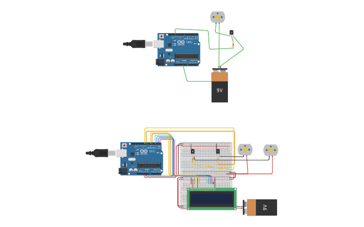 Circuit design cervo motor + LCD | Tinkercad