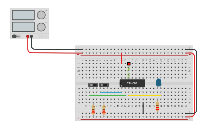 Circuit design XOR Gate | Tinkercad