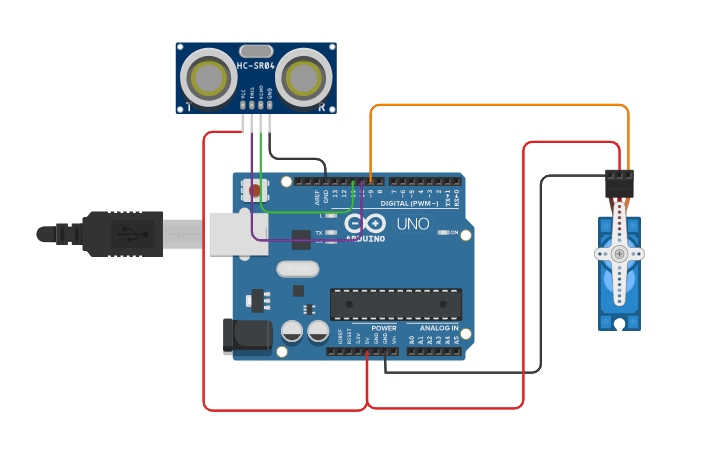 Circuit design Smart Garage Door | Tinkercad