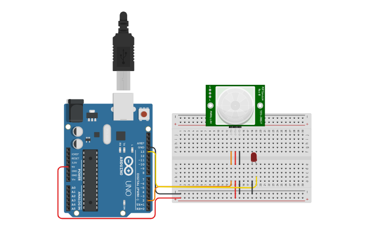 Circuit design PIR SENSOR - Tinkercad