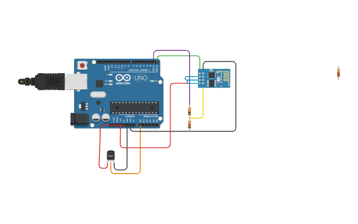 Circuit design Temperature sensor and LCD - Tinkercad