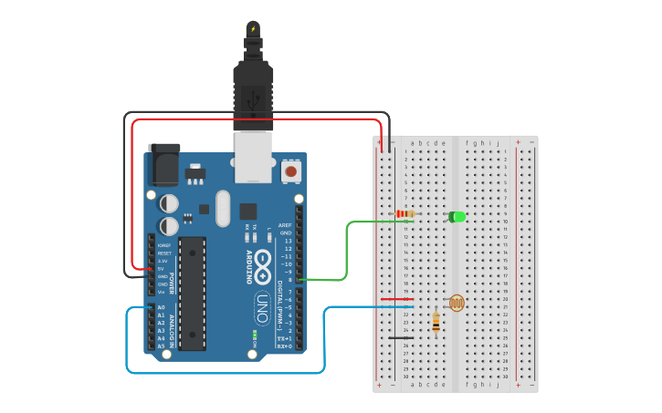 Circuit design Photoresistor - Tinkercad