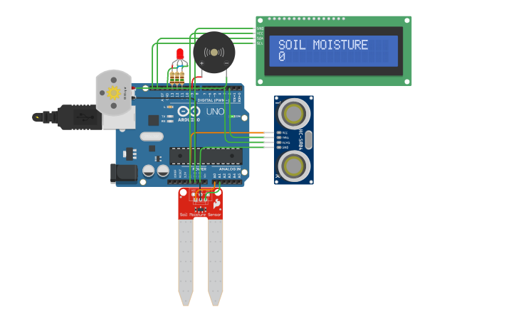 Circuit design Soil Moisture Sensor - Tinkercad