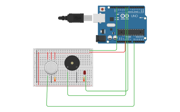 Circuit design Gas sensor | Tinkercad