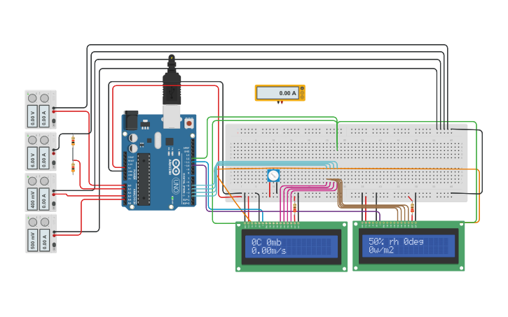 Circuit design Weather Station - Tinkercad