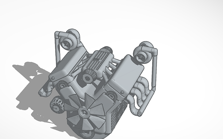 3D design V8 Built, with exhaust and turbo kits - Tinkercad