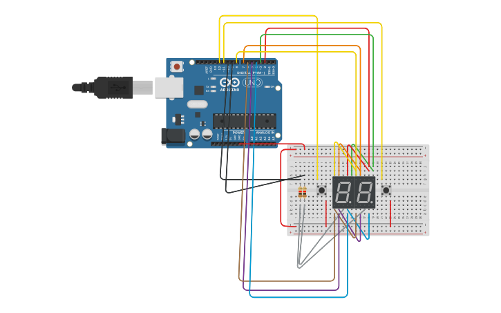 Circuit design Up Down Counter - Tinkercad