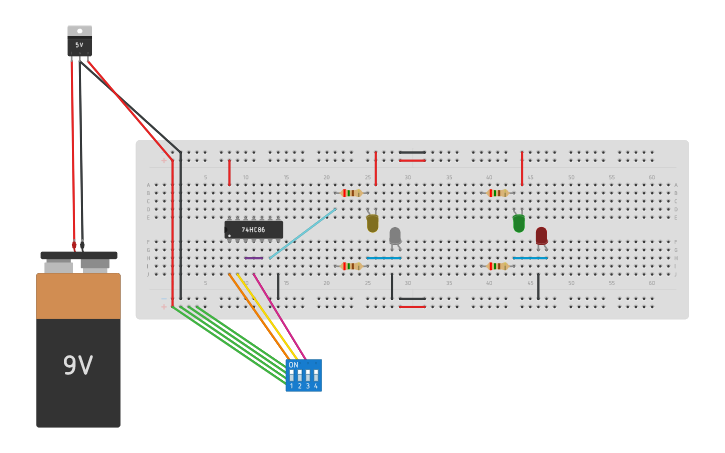 Circuit design 3 Bit Even Parity Generator HK | Tinkercad