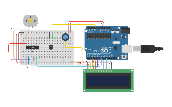 Circuit design Temperature Controlled Fan - Tinkercad