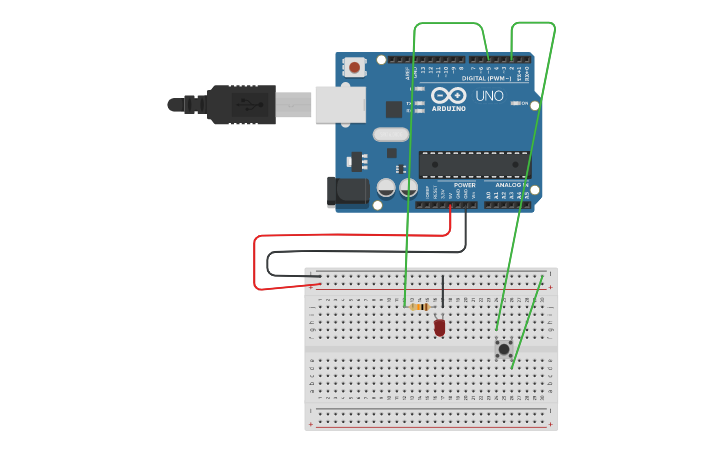 Circuit design pull up resistor ex2 - Tinkercad