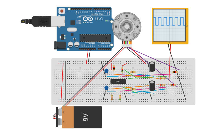 Circuit design 556 with stepper motor | Tinkercad