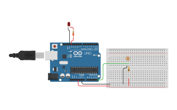 Circuit design Arduino光敏灯 - Tinkercad