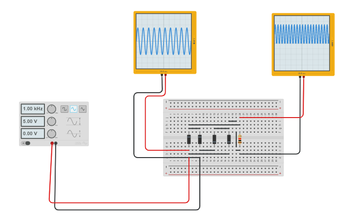 Circuit design full wave rectifier - Tinkercad