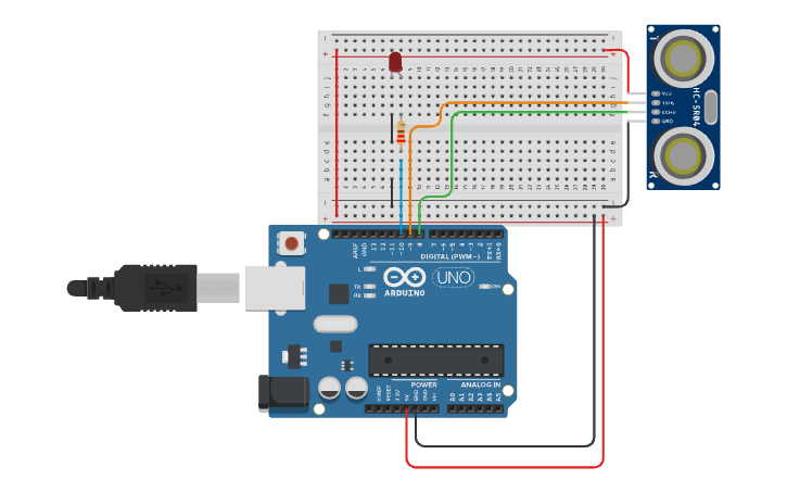 Circuit design Arduino - 1 LED con Sensor de Movimiento - Tinkercad