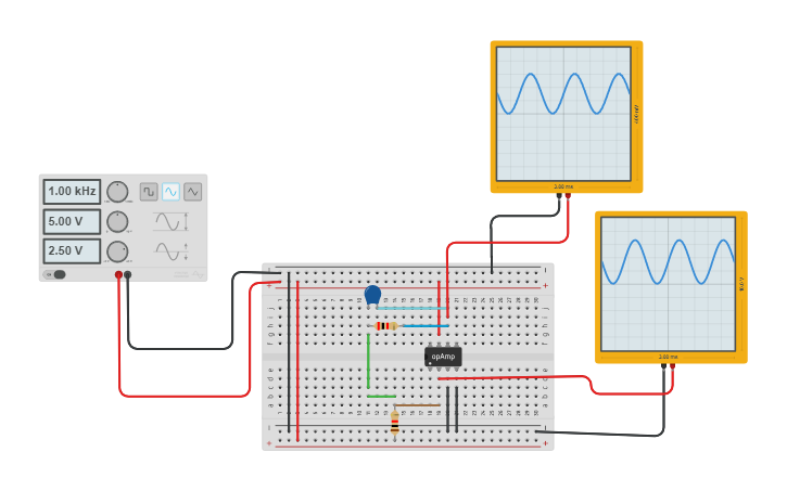 Circuit Design Filtro Passa Basso Invertente - Tinkercad