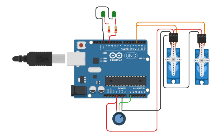 Circuit design Servo_Led_Pot - Tinkercad