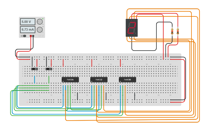 Circuit design 7 segment Display - Tinkercad
