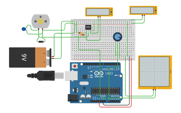 Circuit design DC Motor Drive | Tinkercad