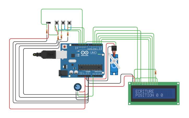 Circuit design Servomoteur - Tinkercad