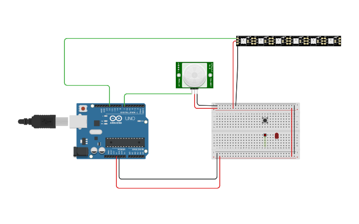 Circuit design Neopixel PIR sensor - Tinkercad