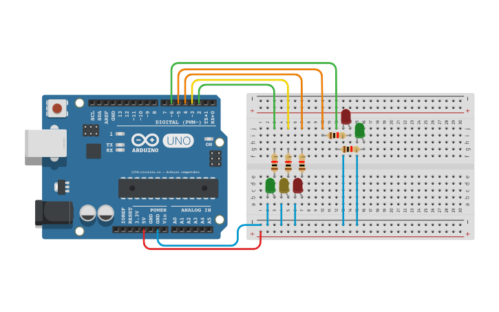 Circuit design F-Ampel-2 - Tinkercad