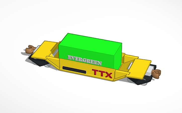 3D design Well car (TTX) With an Evergreen Container - Tinkercad