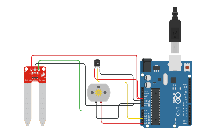Circuit design Plant Watering System - Tinkercad