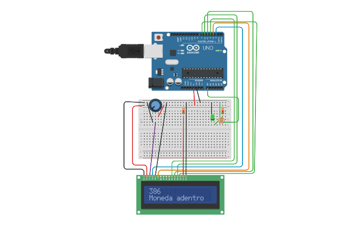 Circuit design código de alcancía digital - Tinkercad