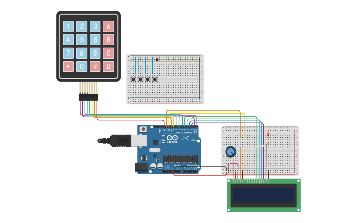 Circuit design Arduino LCD Snake Game with Keypad - Tinkercad