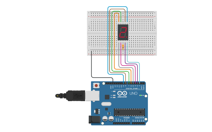 Circuit design counter 7seg auto | Tinkercad