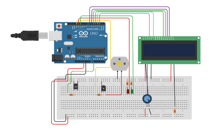 Circuit design DC-motor - Tinkercad