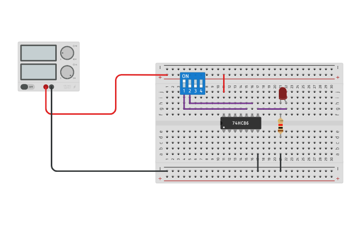 Circuit design EX-OR Gate Simulation - Tinkercad