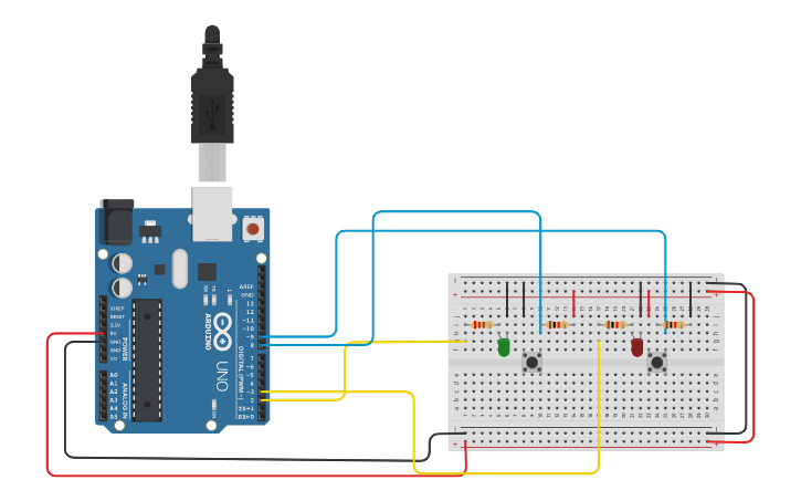 Circuit design pull up and pull down resistor - Tinkercad