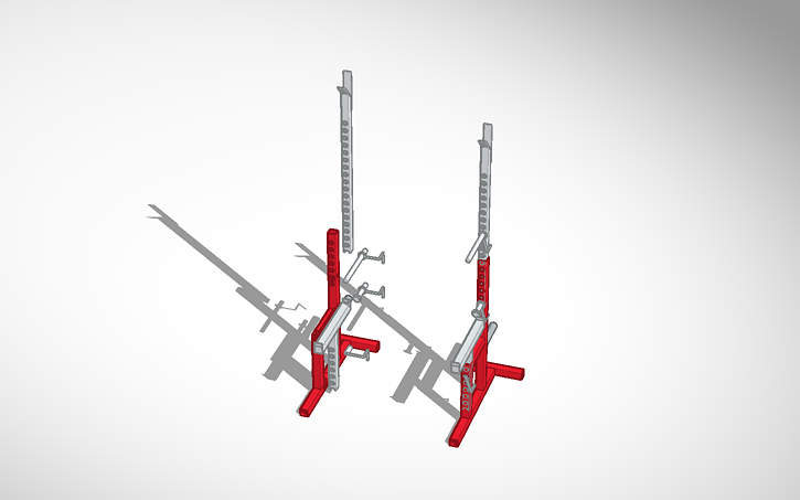 Solidworks Squat Rack 3D design Squat rack with adjustable safety stands and uprights - Tinkercad