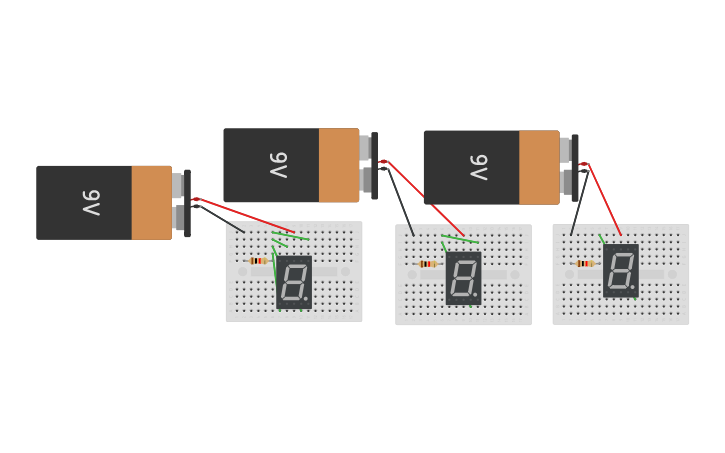 7 segment display circuit tinkercad