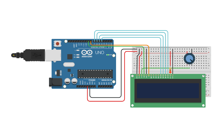 Circuit design LCD 16x2 - Tinkercad