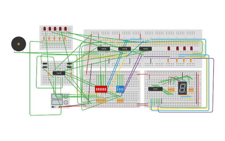 Circuit design dec bcd buz led - Tinkercad