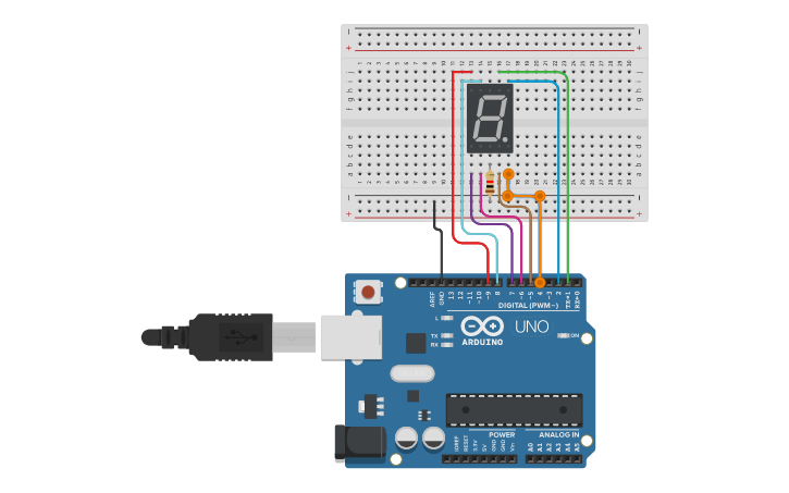 Circuit design 7 SEGMENT DISPLAY - Tinkercad