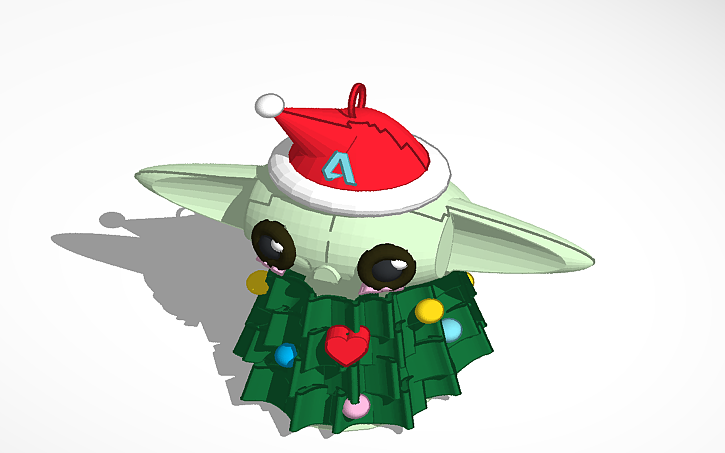 3D design Baby Yoda Xmas tree Tinkercad