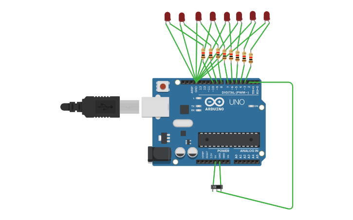 Circuit design LED Lampen Arduino | Tinkercad
