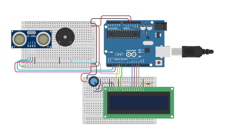 Circuit design Distance Sensor - Tinkercad