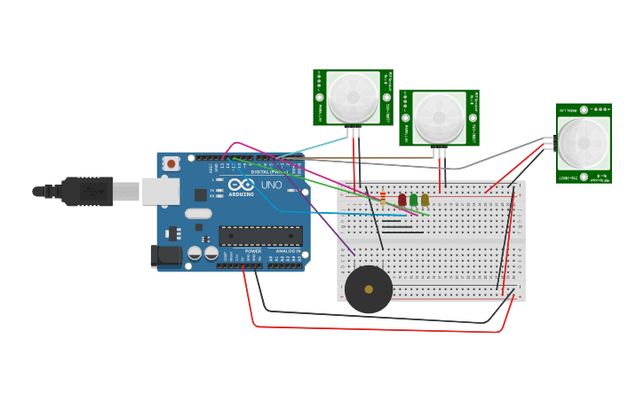 Circuit design SENSOR PIR | Tinkercad