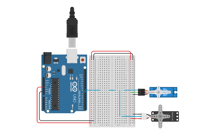 Circuit design Servo Motor - Tinkercad
