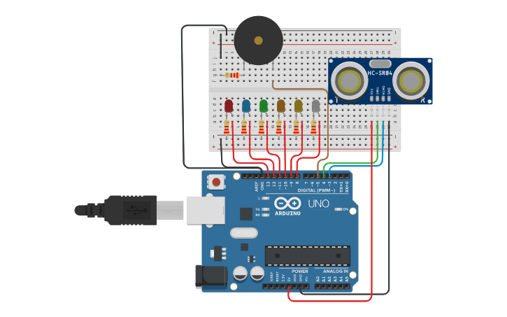 Circuit design buzzer + sensor - Tinkercad