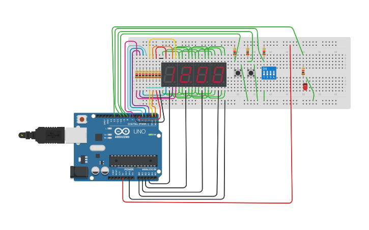 Tinkercad Reloj Con Arduino Y Display Segmentos Arduino Uno